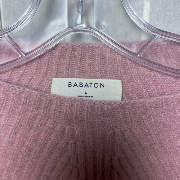 Babaton Chalmers Light  Pink Mock Neck Knit Sweater Linen/Wool Blend - Picture 5 of 7